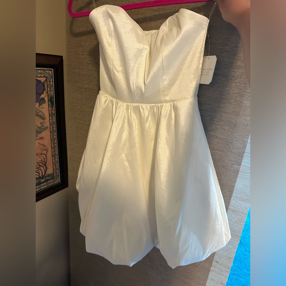 Altar’d State White Bubble Mini Dress Bridal Shower Bachelorette Dress NWT Small